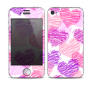 The Loopy Pink and Purple Hearts Skin for the Apple iPhone 4-4s