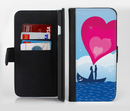 The Love-Sail Heart Trip Ink-Fuzed Leather Folding Wallet Credit-Card Case for the Apple iPhone 6/6s, 6/6s Plus, 5/5s and 5c