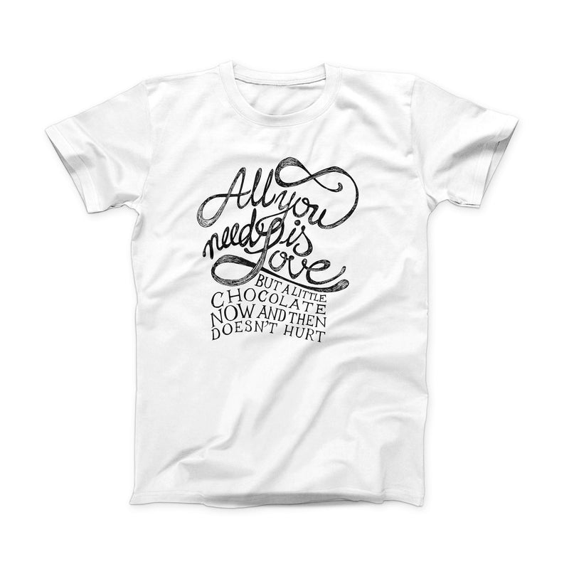 The Love and Chocolate ink-Fuzed Front Spot Graphic Unisex Soft-Fitted Tee Shirt