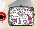 The Love and Hearts Doodle Pattern Ink-Fuzed NeoPrene MacBook Laptop Sleeve