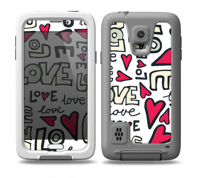 The Love and Hearts Doodle Pattern Skin for the Samsung Galaxy S5 frē LifeProof Case