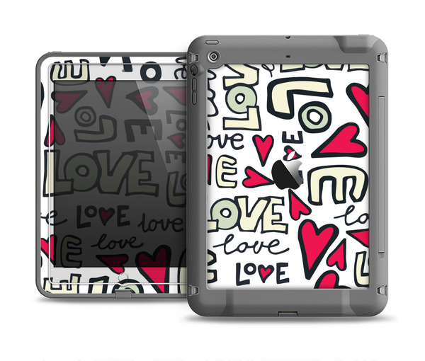 The Love and Hearts Doodle Pattern Apple iPad Air LifeProof Fre Case Skin Set