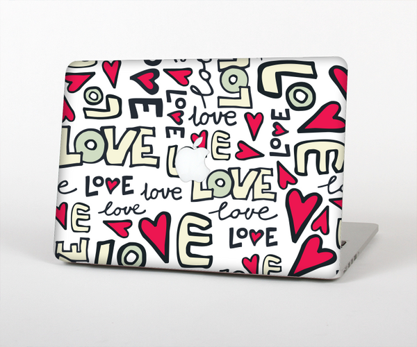 The Love and Hearts Doodle Pattern Skin Set for the Apple MacBook Air 13"