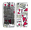 The Love and Hearts Doodle Pattern Skin for the Apple iPhone 5c