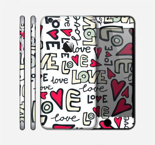 The Love and Hearts Doodle Pattern Skin for the Apple iPhone 6 Plus