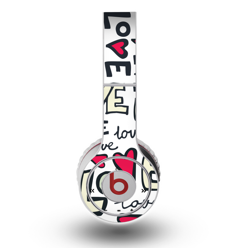 The Love and Hearts Doodle Pattern Skin for the Original Beats by Dre Wireless Headphones