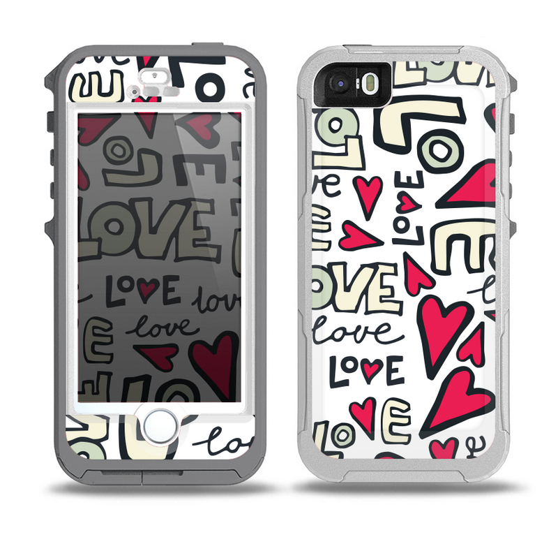 The Love and Hearts Doodle Pattern Skin for the iPhone 5-5s OtterBox Preserver WaterProof Case