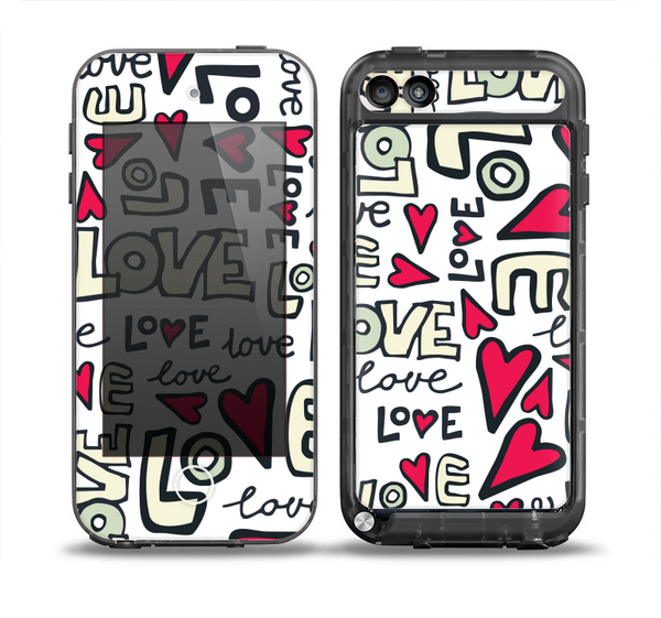The Love and Hearts Doodle Pattern Skin for the iPod Touch 5th Generation frē LifeProof Case