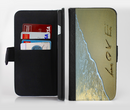 The Love beach Sand Ink-Fuzed Leather Folding Wallet Credit-Card Case for the Apple iPhone 6/6s, 6/6s Plus, 5/5s and 5c