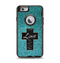 The Love is Patient Cross on Teal Glitter Print Apple iPhone 6 Otterbox Defender Case Skin Set