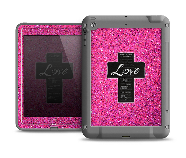 The Love is Patient Cross over Pink Glitter Print Apple iPad Air LifeProof Fre Case Skin Set