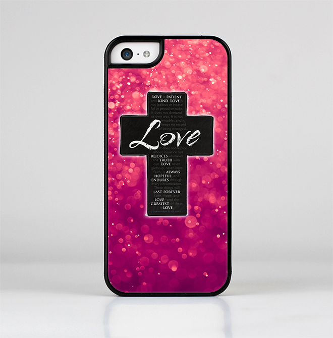 The Love is Patient Cross over Unfocused Pink Glimmer Skin-Sert for the Apple iPhone 5c Skin-Sert Case