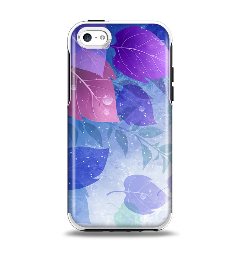 The Magical Abstract Pink & Blue Floral Apple iPhone 5c Otterbox Symmetry Case Skin Set