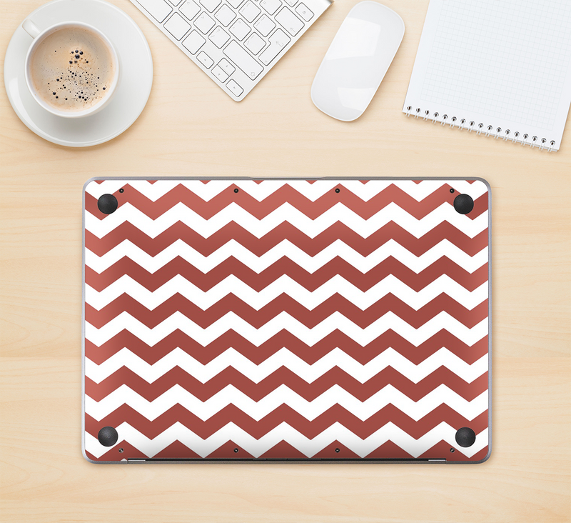 The Maroon & White Chevron Pattern Skin Kit for the 12" Apple MacBook (A1534)