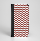 The Maroon & White Chevron Pattern Ink-Fuzed Leather Folding Wallet Case for the iPhone 6/6s, 6/6s Plus, 5/5s and 5c