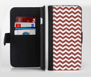 The Maroon & White Chevron Pattern Ink-Fuzed Leather Folding Wallet Credit-Card Case for the Apple iPhone 6/6s, 6/6s Plus, 5/5s and 5c
