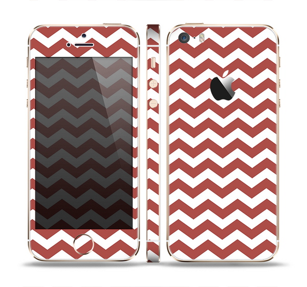 The Maroon & White Chevron Pattern Skin Set for the Apple iPhone 5s