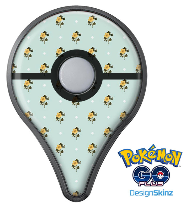 The Micro Daisy and Mint Polka Dot Pattern Pokémon GO Plus Vinyl Protective Decal Skin Kit