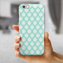 The Mint Green Decorative Pattern iPhone 6/6s or 6/6s Plus 2-Piece Hybrid INK-Fuzed Case