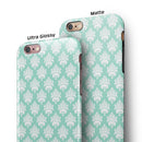 The Mint Green Decorative Pattern iPhone 6/6s or 6/6s Plus 2-Piece Hybrid INK-Fuzed Case