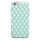The Mint Green Decorative Pattern iPhone 6/6s or 6/6s Plus 2-Piece Hybrid INK-Fuzed Case