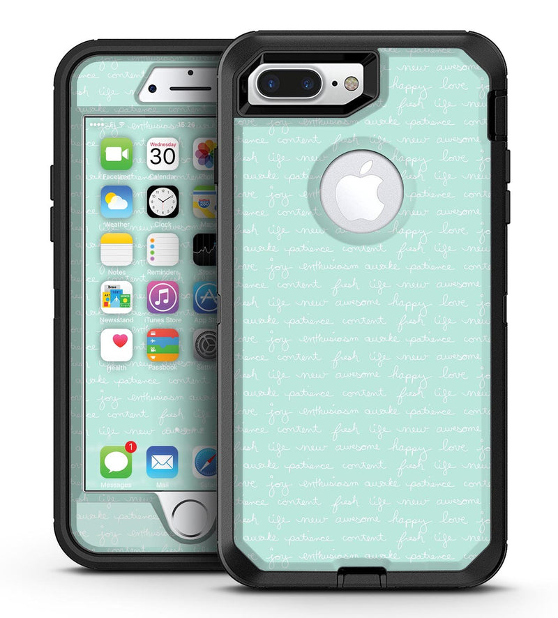 The Mint Happy, Love, Joy Teal Pattern - iPhone 7 Plus/8 Plus OtterBox Case & Skin Kits