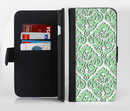 The Mint & White Delicate Pattern Ink-Fuzed Leather Folding Wallet Credit-Card Case for the Apple iPhone 6/6s, 6/6s Plus, 5/5s and 5c