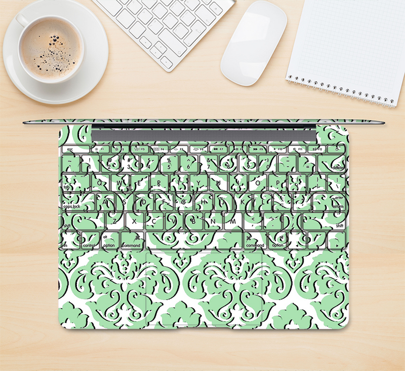 The Mint & White Delicate Pattern Skin Kit for the 12" Apple MacBook (A1534)
