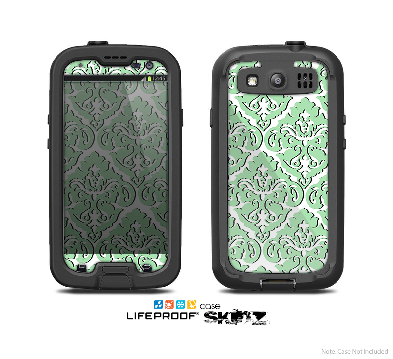 The Mint & White Delicate Pattern Skin For The Samsung Galaxy S3 LifeProof Case