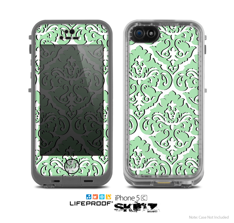 The Mint & White Delicate Pattern Skin for the Apple iPhone 5c LifeProof Case