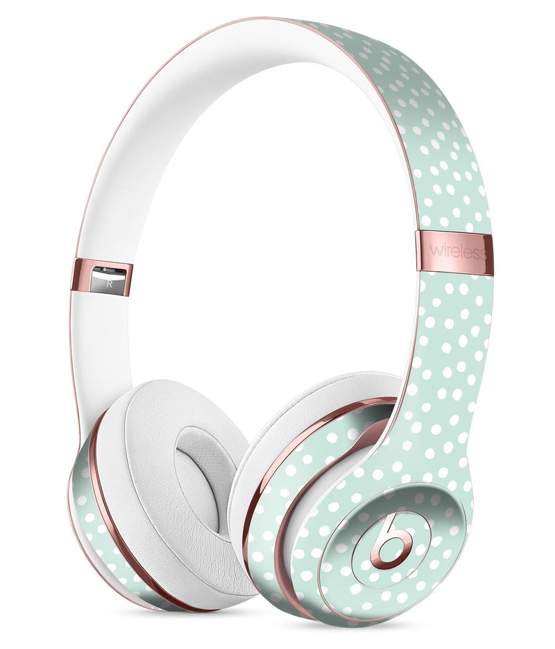 The Mint and White Micro Polka Dots Full-Body Skin Kit for the Beats by Dre Solo 3 Wireless Headphones