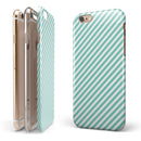 The Mint and White Vertical Stripes iPhone 6/6s or 6/6s Plus 2-Piece Hybrid INK-Fuzed Case