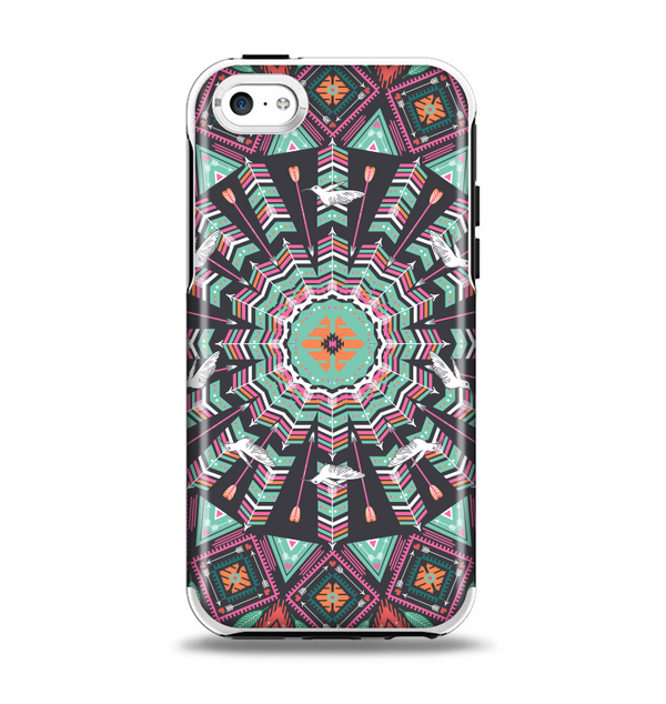 The Mirrored Coral and Colored Vector Aztec Pattern Apple iPhone 5c Otterbox Symmetry Case Skin Set