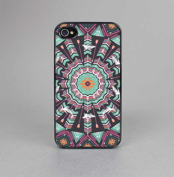 The Mirrored Coral and Colored Vector Aztec Pattern Skin-Sert for the Apple iPhone 4-4s Skin-Sert Case