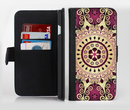 The Mirrored Gold & Purple Elegance Ink-Fuzed Leather Folding Wallet Credit-Card Case for the Apple iPhone 6/6s, 6/6s Plus, 5/5s and 5c