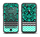 The Mirrored Trendy Green V2 Chevron Delicate Skin Set for the Apple iPhone 6 LifeProof Fre Case