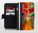 The Mixed Orange & Green Paint Ink-Fuzed Leather Folding Wallet Credit-Card Case for the Apple iPhone 6/6s, 6/6s Plus, 5/5s and 5c