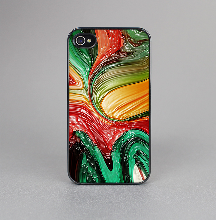 The Mixed Orange & Green Paint Skin-Sert for the Apple iPhone 4-4s Skin-Sert Case