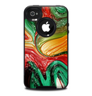 The Mixed Orange & Green Paint Skin for the iPhone 4-4s OtterBox Commuter Case