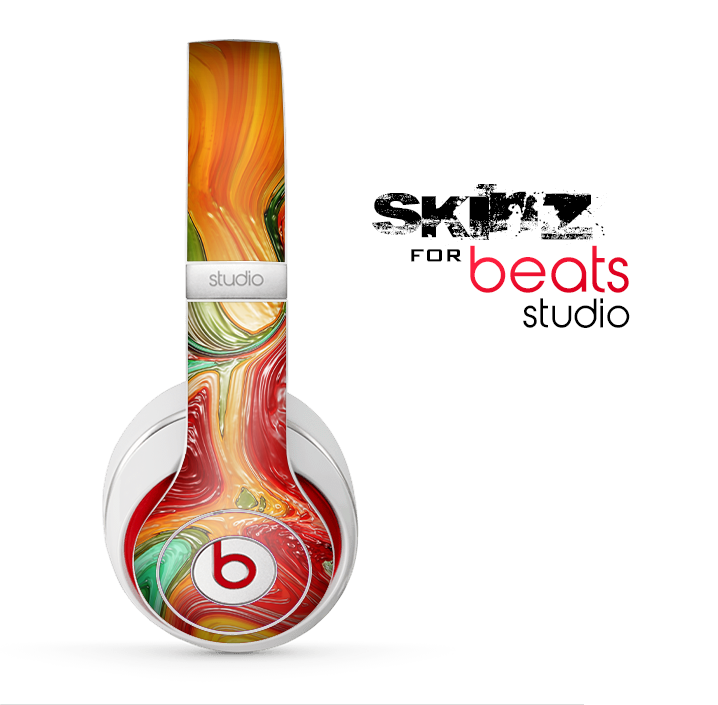 The Mixed Orange & Green Paint Skin for the Beats Studio for the Beats Skin