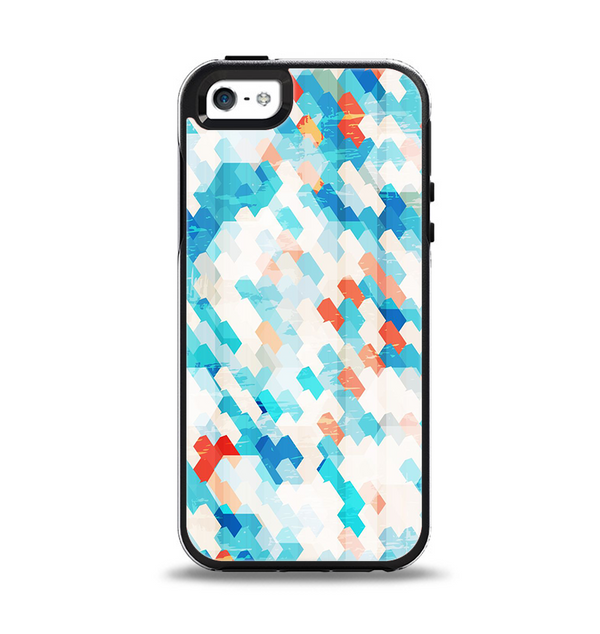 The Modern Abstract Blue Tiled Apple iPhone 5-5s Otterbox Symmetry Case Skin Set