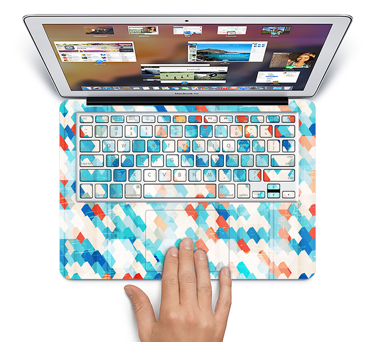 The Modern Abstract Blue Tiled Skin Set for the Apple MacBook Pro 15" with Retina Display