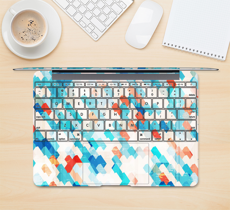 The Modern Abstract Blue Tiled Skin Kit for the 12" Apple MacBook (A1534)