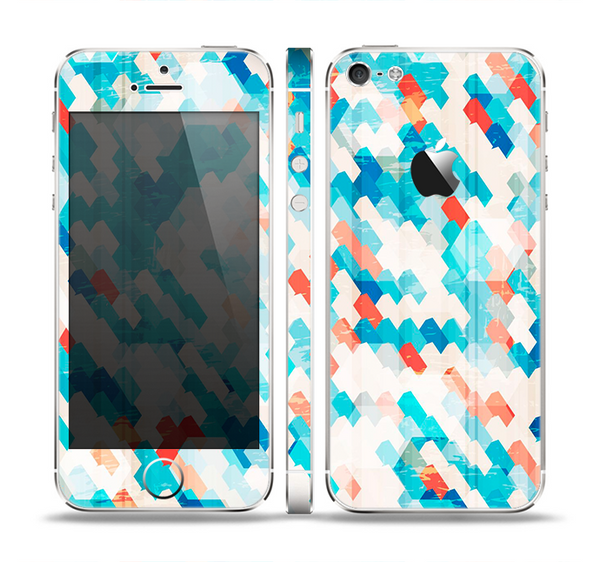 The Modern Abstract Blue Tiled Skin Set for the Apple iPhone 5