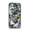 The Modern Black & White Abstract Tiled Design with Blue Accents Apple iPhone 5-5s Otterbox Symmetry Case Skin Set