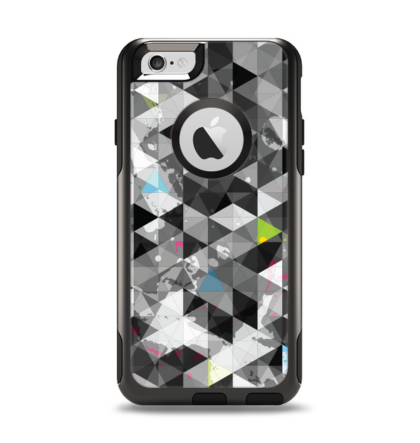 The Modern Black & White Abstract Tiled Design with Blue Accents Apple iPhone 6 Otterbox Commuter Case Skin Set