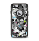 The Modern Black & White Abstract Tiled Design with Blue Accents Apple iPhone 6 Otterbox Defender Case Skin Set