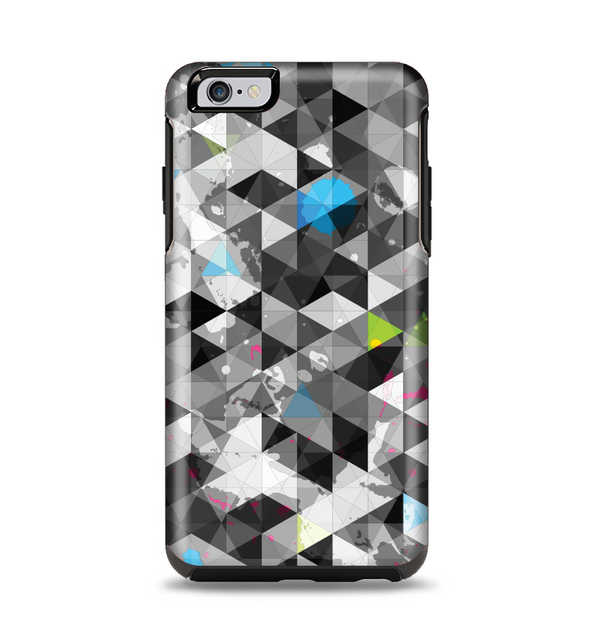 The Modern Black & White Abstract Tiled Design with Blue Accents Apple iPhone 6 Plus Otterbox Symmetry Case Skin Set