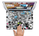 The Modern Black & White Abstract Tiled Design with Blue Accents Skin Set for the Apple MacBook Pro 15" with Retina Display
