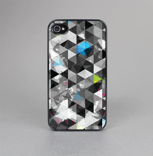 The Modern Black & White Abstract Tiled Design with Blue Accents Skin-Sert for the Apple iPhone 4-4s Skin-Sert Case